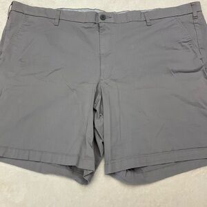 DOCKERS Men's 52W Ultimate Supreme Flex Flat Front Gray Khaki Shorts 9” Inseam